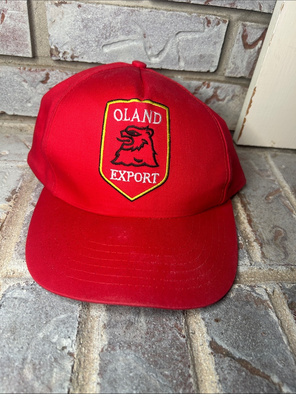 Red Oland Export beer Baseball Cap with Embroidered Crest SnapBack